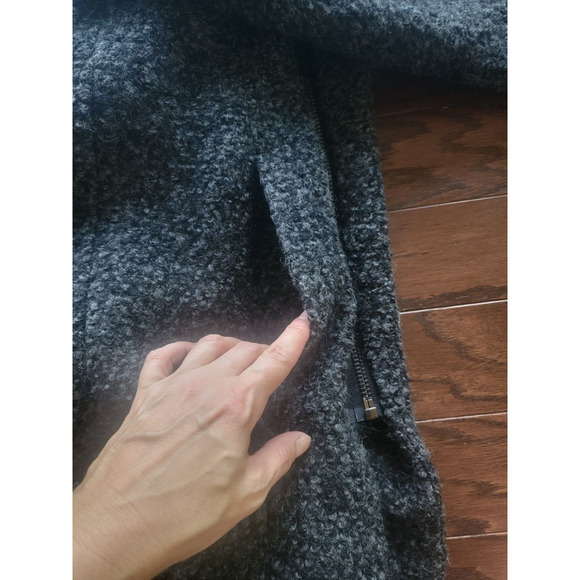 H&M Divided Women’s M Wool Blend Bouclé Asymmetrical Zip Coat Gray - Picture 14 of 14